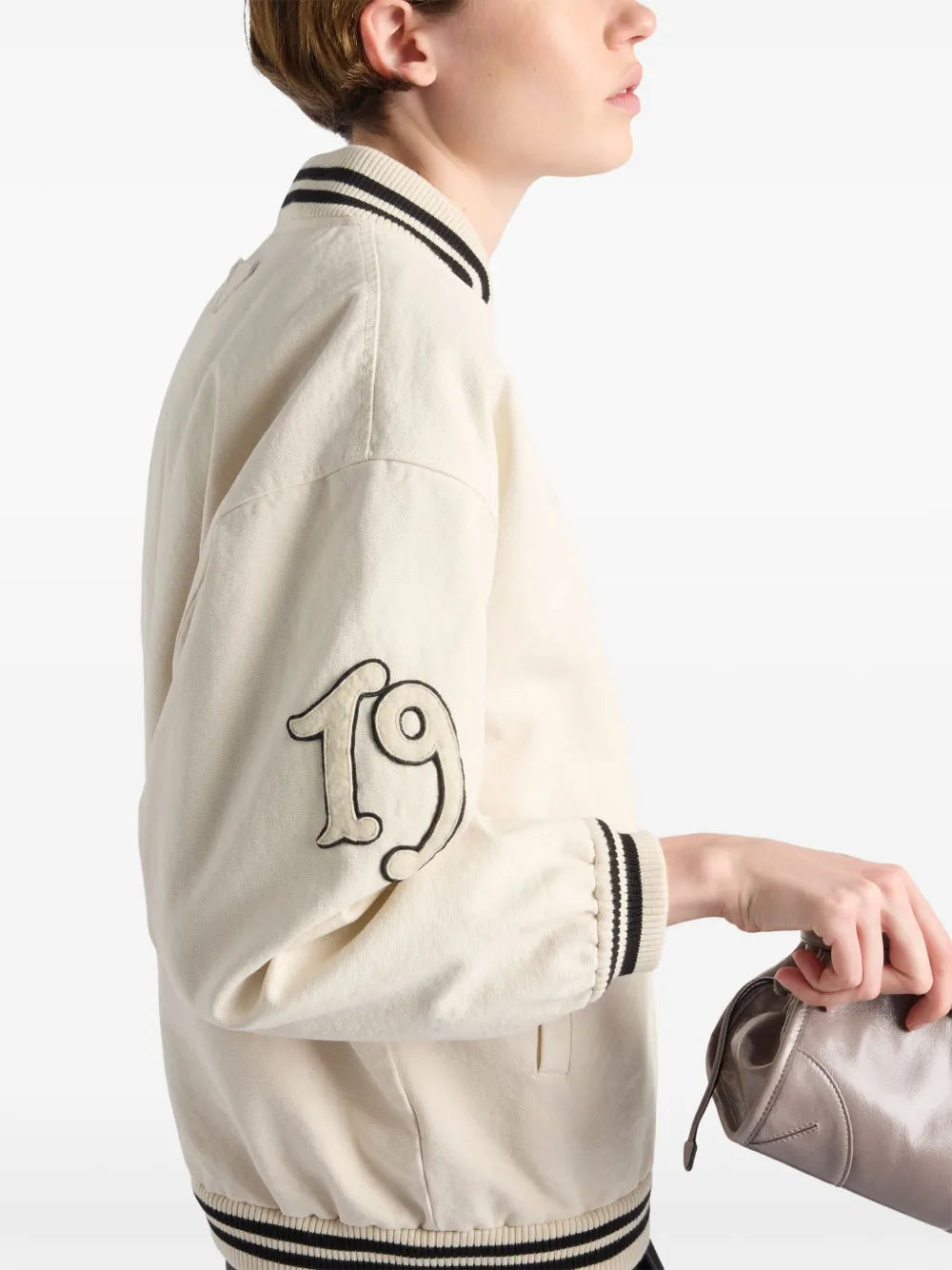 Canvas Bomber Jacket With Patches