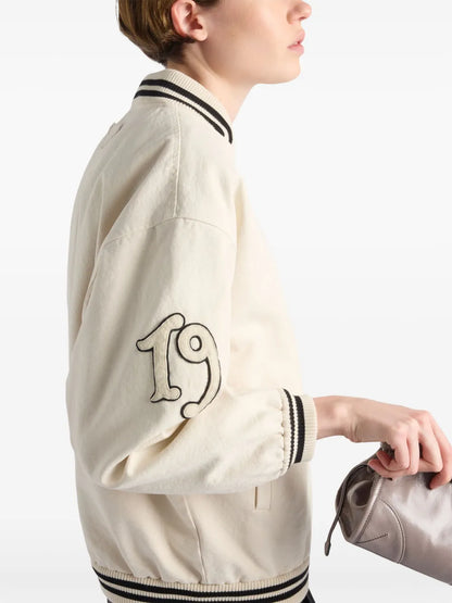 Canvas Bomber Jacket With Patches