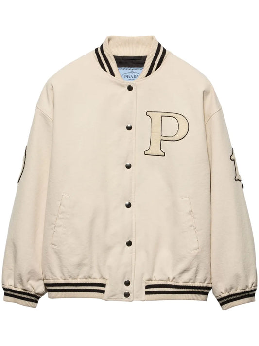 Canvas Bomber Jacket With Patches