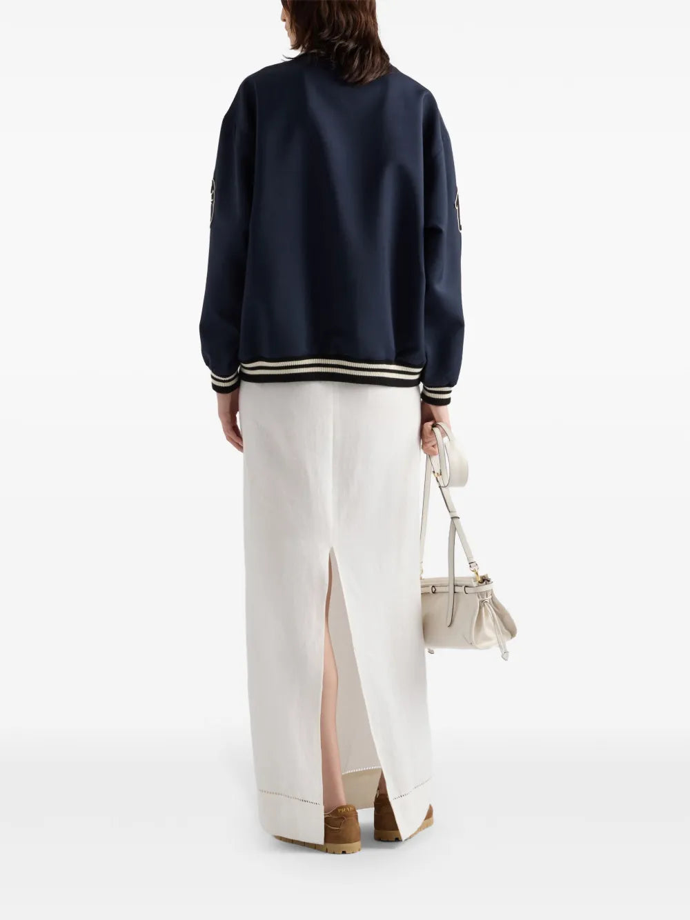 Letter-Patch Appliqué Bomber Jacket
