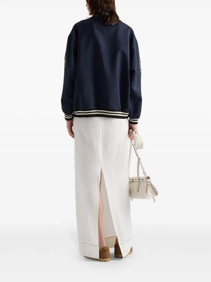 Letter-Patch Appliqué Bomber Jacket