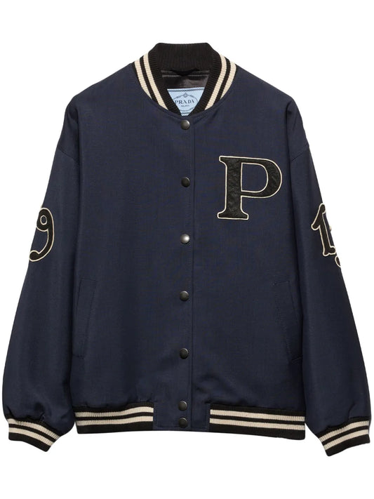 Letter-Patch Appliqué Bomber Jacket