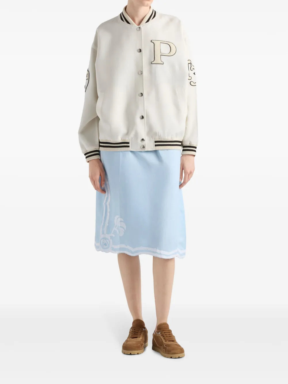 Letter-Patch Appliqué Bomber Jacket