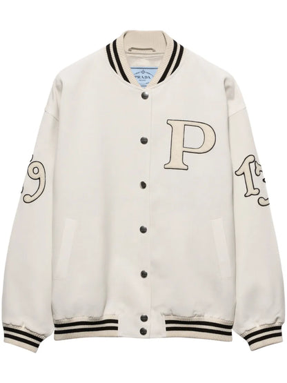 Letter-Patch Appliqué Bomber Jacket