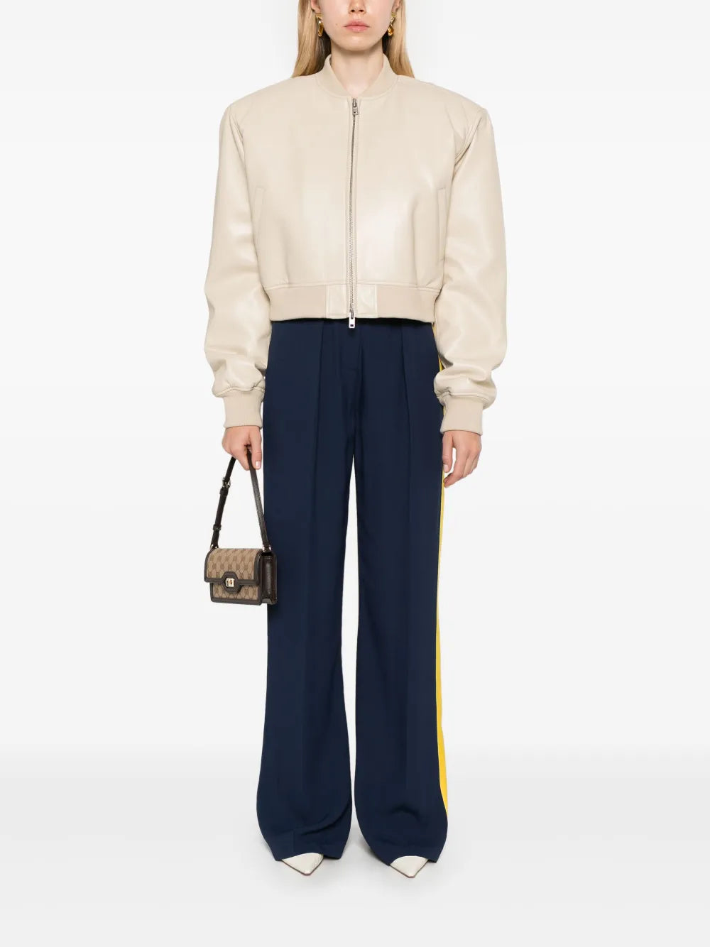 Crepe-Satin Stripe-Detailing Trousers