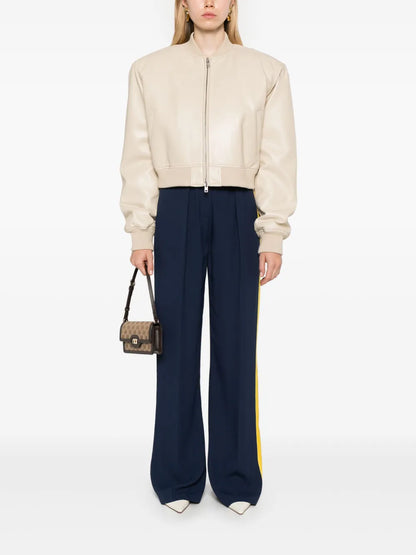 Crepe-Satin Stripe-Detailing Trousers