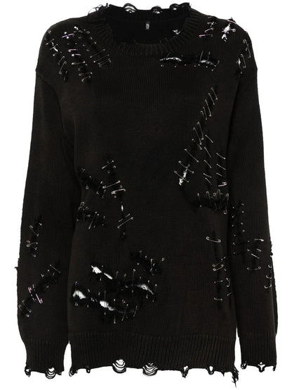 Safety Pin-Embellishment Sweater
