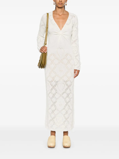 Pointelle-Knit Maxi Dress