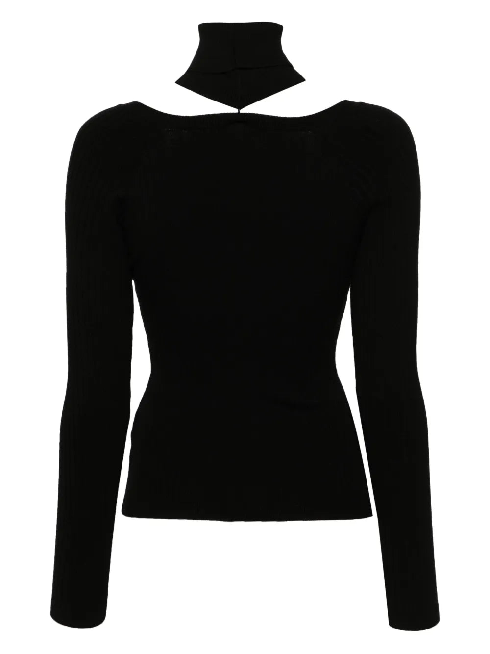 Detachable-Turtleneck Ribbed Sweater