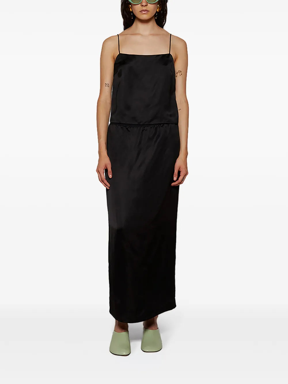 Satin-Finish Midi Skirt