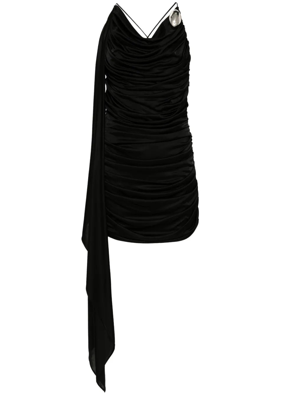 Brooch-Detail Mini Dress