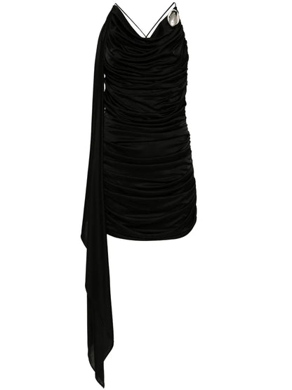 Brooch-Detail Mini Dress