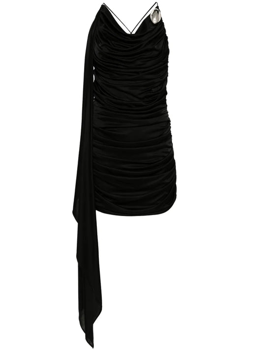 Brooch-Detail Mini Dress
