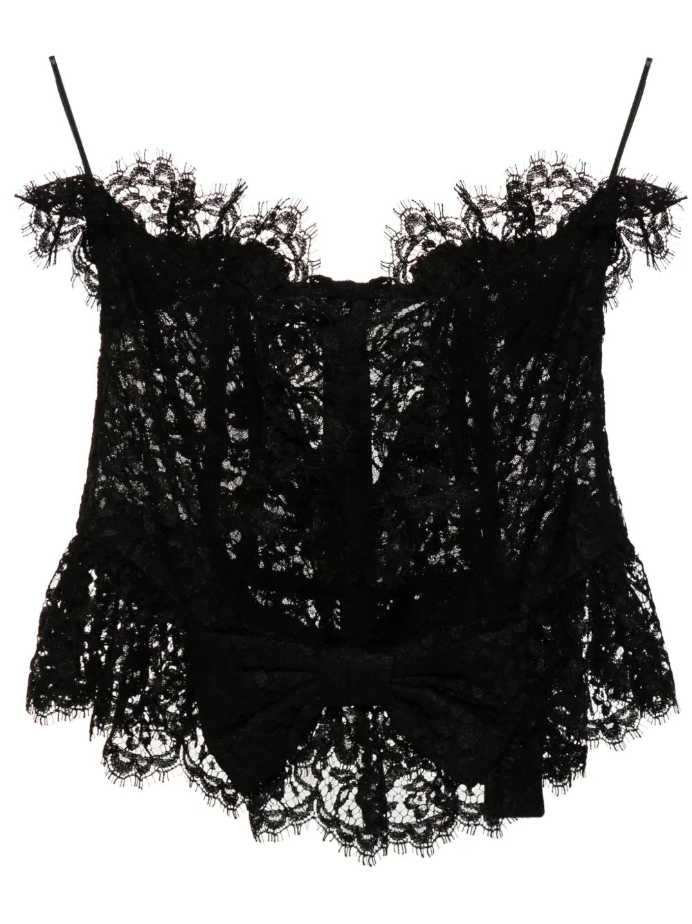Bow-Detail Lace Bustier Top