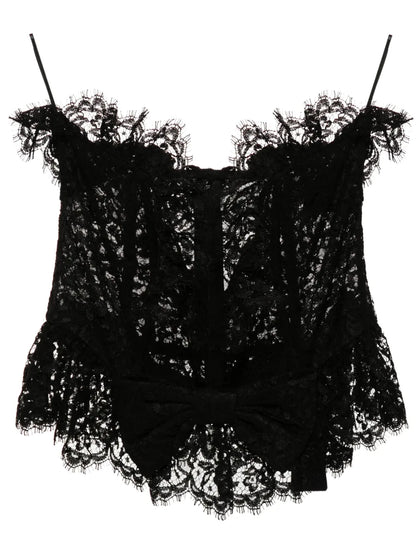 Bow-Detail Lace Bustier Top