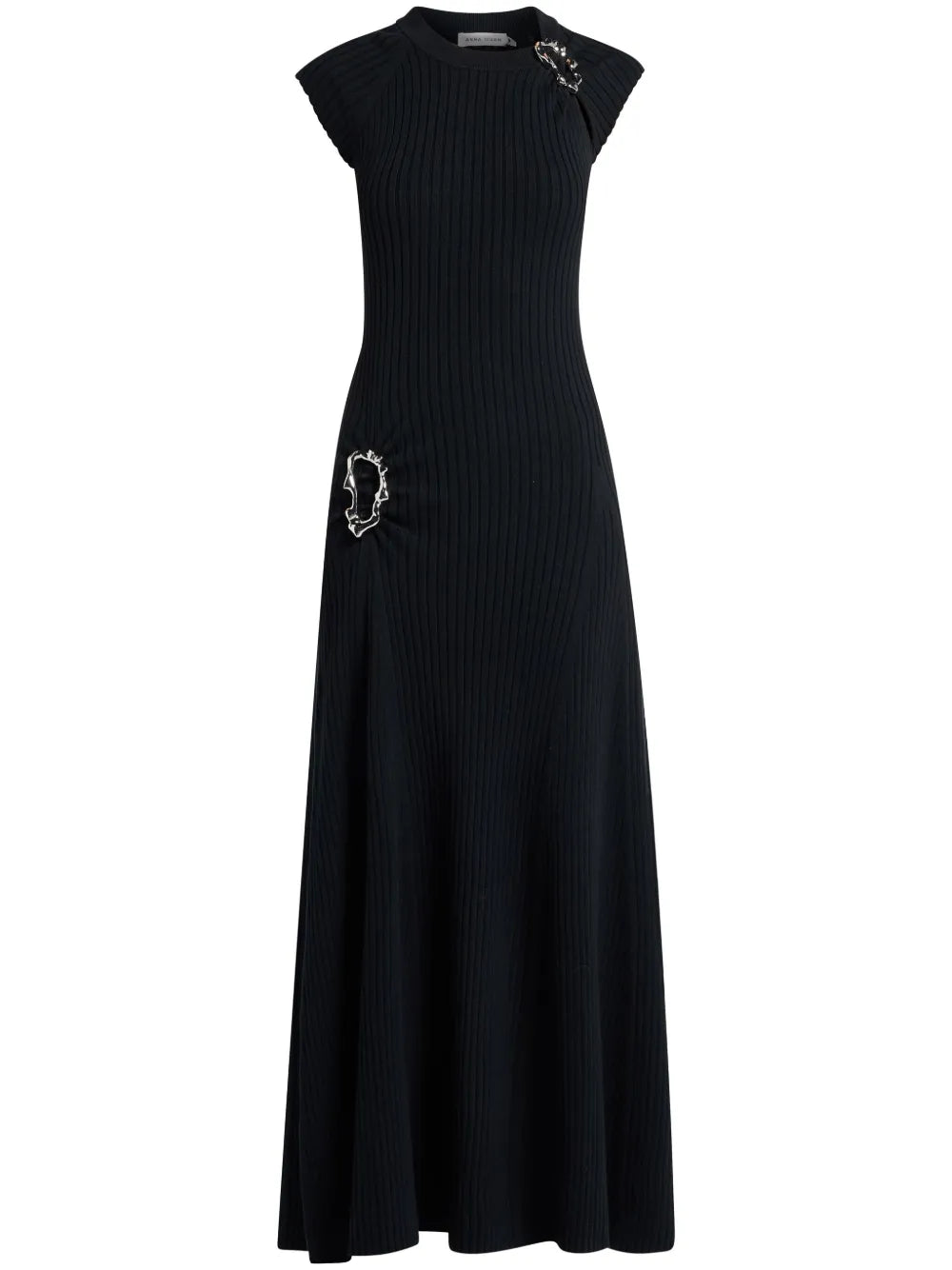Buckle-Detail Ribbed Maxi Dress