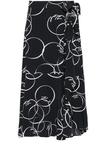 Circle Print Wrap Skirt