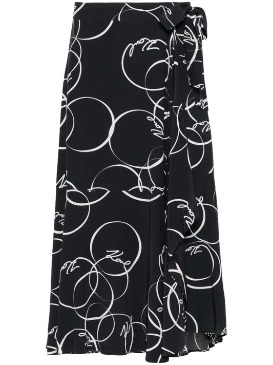 Circle Print Wrap Skirt