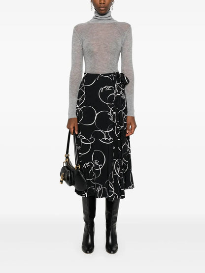 Circle Print Wrap Skirt