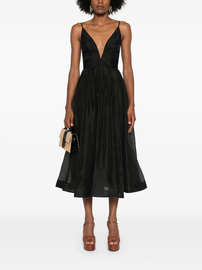 Illustration V-Neck Midi Dress
