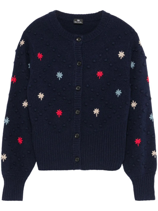 Embroidered-Motif Cardigan