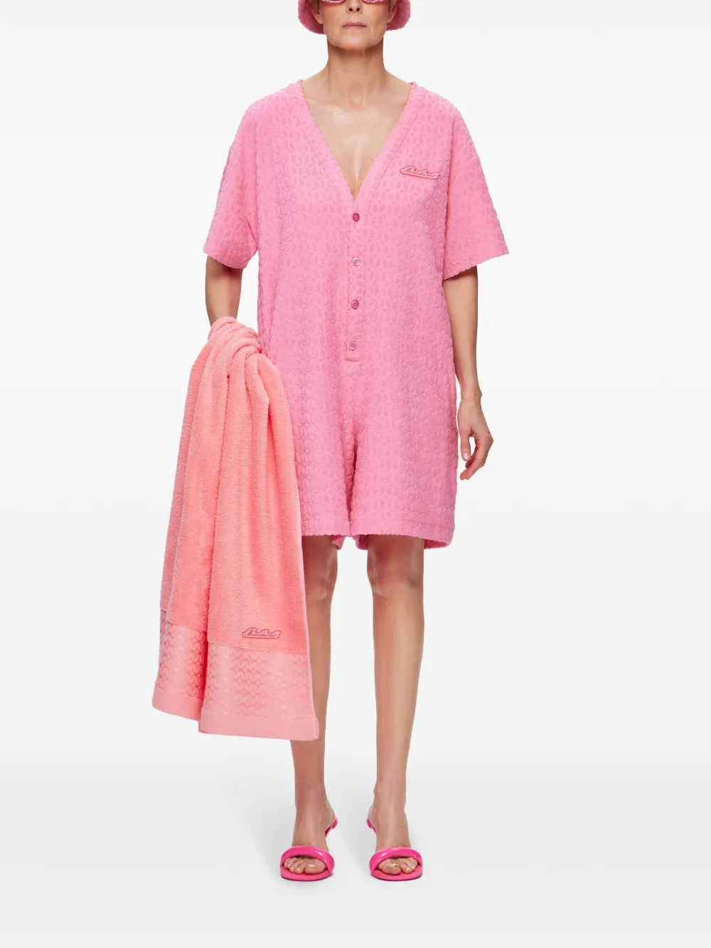 Buttoned Short Sleeve Playsuit