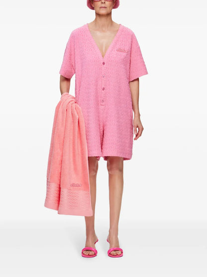 Buttoned Short Sleeve Playsuit