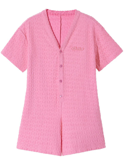 Buttoned Short Sleeve Playsuit