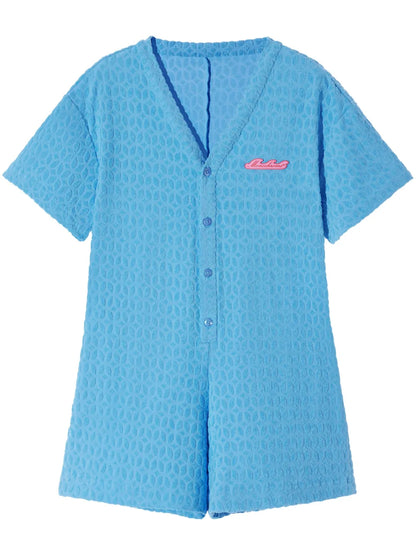 Logo Embroidered Short Sleeve Playsuit