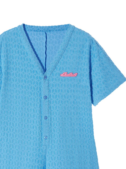 Logo Embroidered Short Sleeve Playsuit