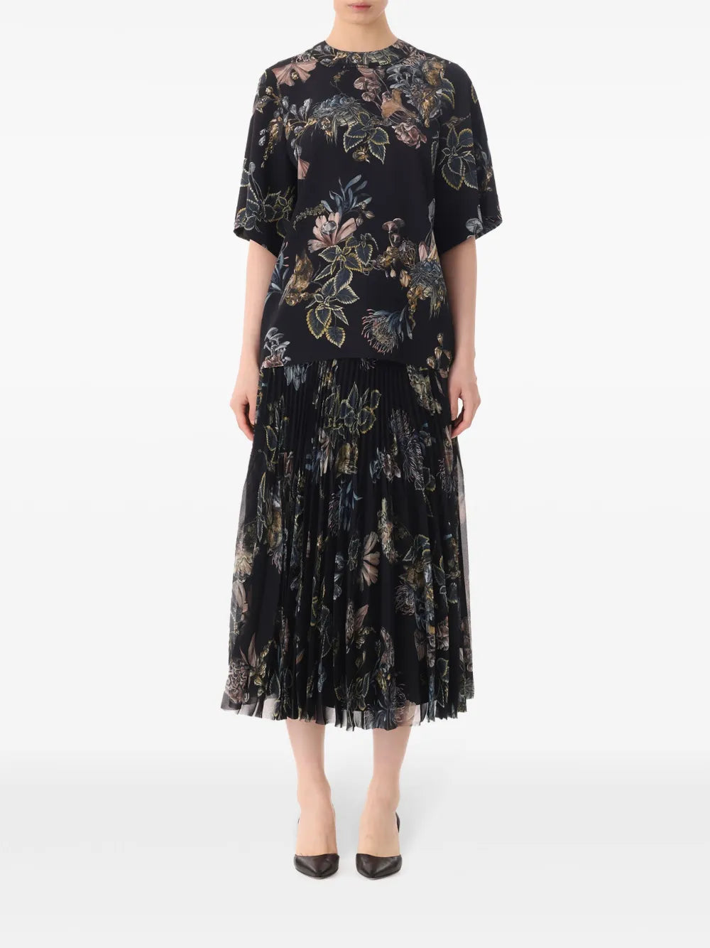 Forest Floral Pleated Skirt