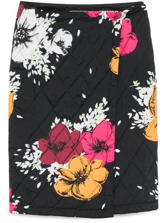 Flower Print Wrap Midi Skirt