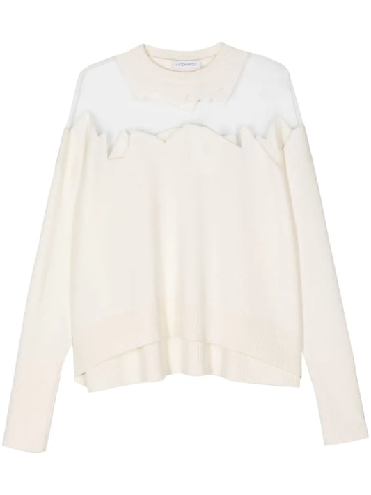 Semi-Sheer Panel Sweater