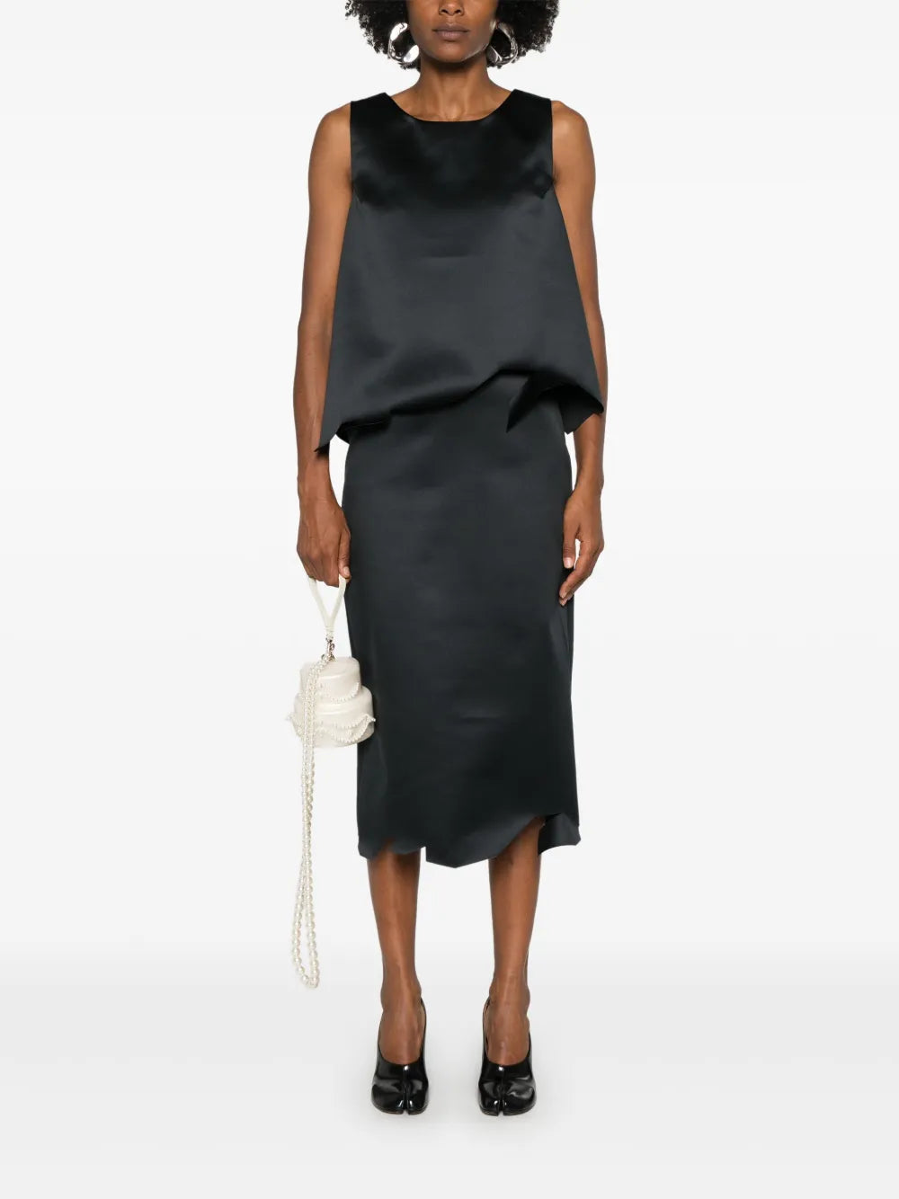 Asymmetric-Hem Midi Skirt
