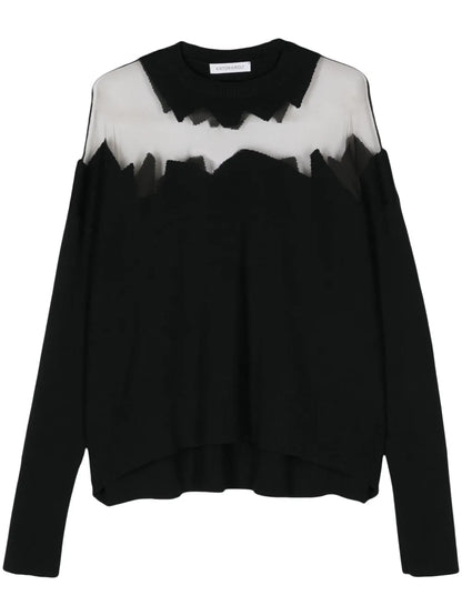 Semi-Sheer Panel Sweater