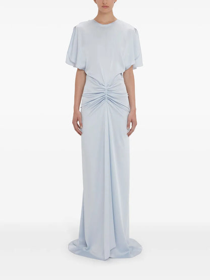 Gathered V-Back Gown
