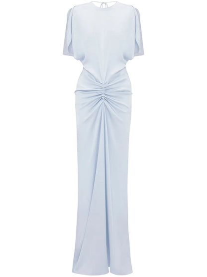 Gathered V-Back Gown
