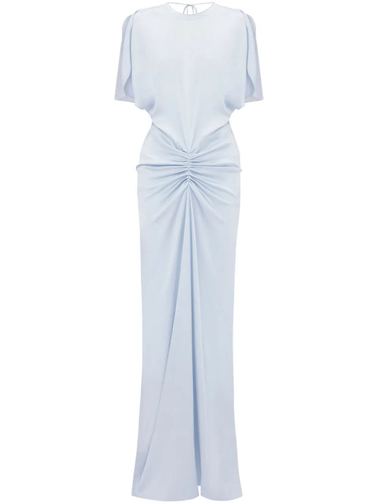 Gathered V-Back Gown