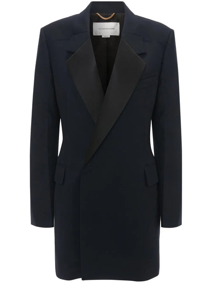 Fold-Shoulder Blazer Mini Dress