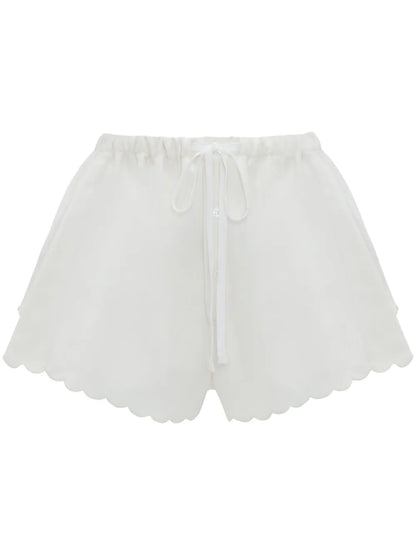 Embroidered Drawstring-Waist Shorts