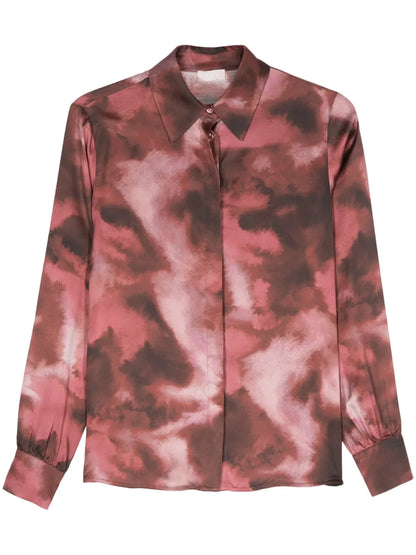 Abstract-Print Satin Shirt