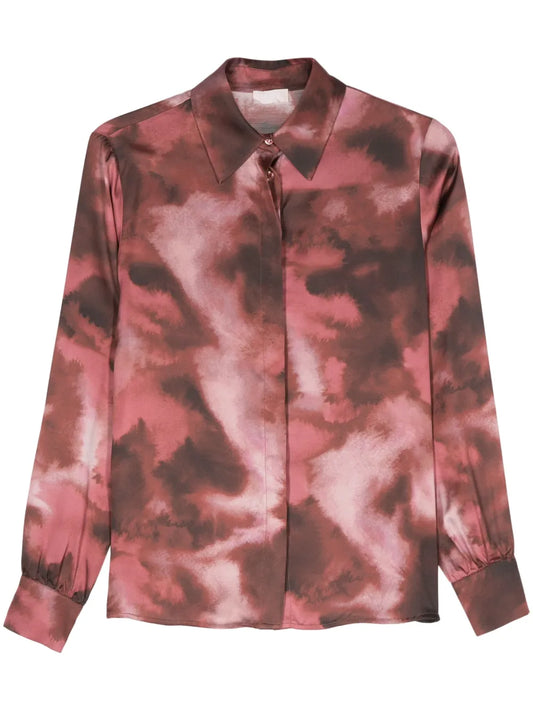 Abstract-Print Satin Shirt