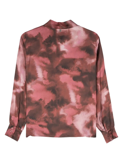 Abstract-Print Satin Shirt