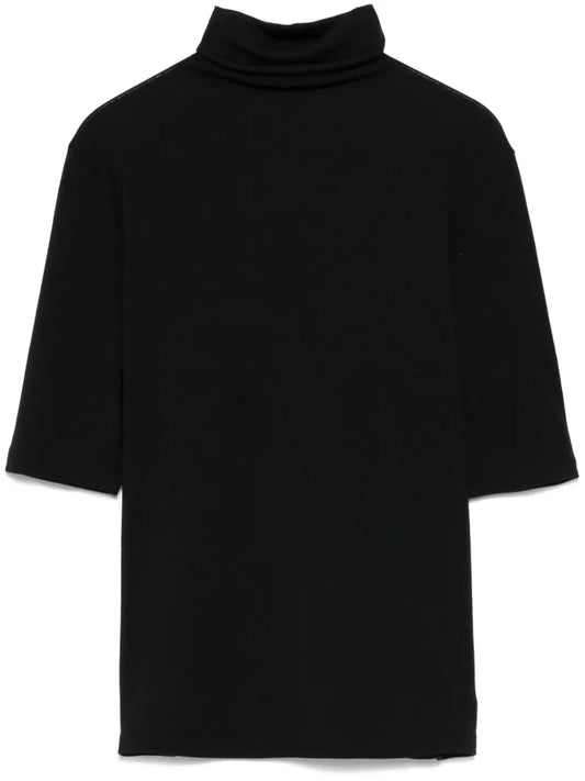 Elbow-Sleeve Roll-Neck Top