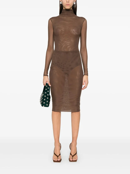 Mesh-Design Midi Skirt