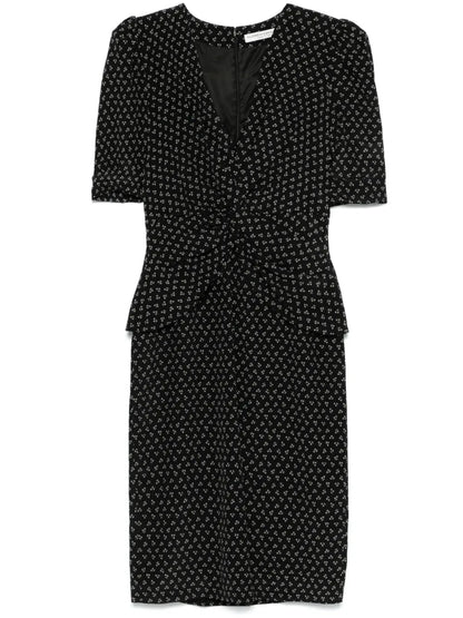 Flower-Print Silk Midi Dress
