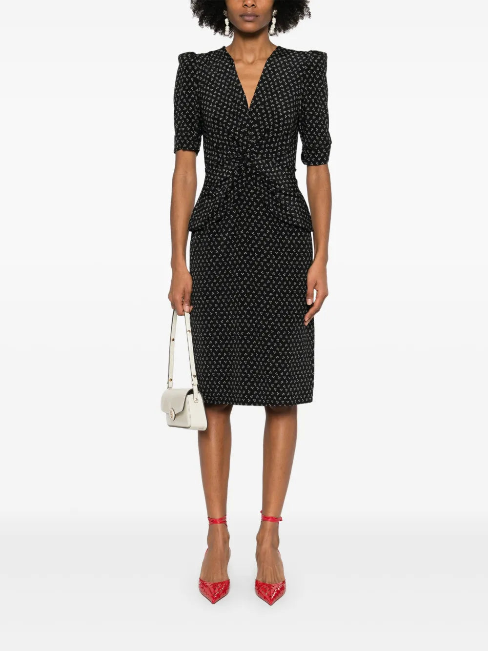Flower-Print Silk Midi Dress
