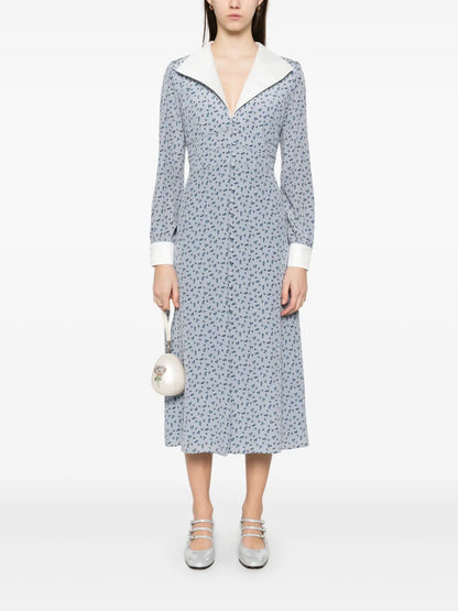 Rose-Print Midi Dress