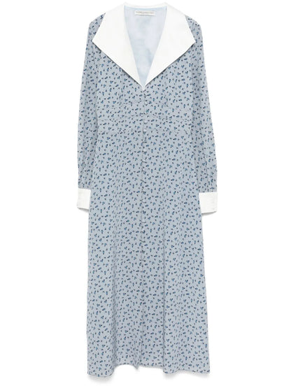Rose-Print Midi Dress