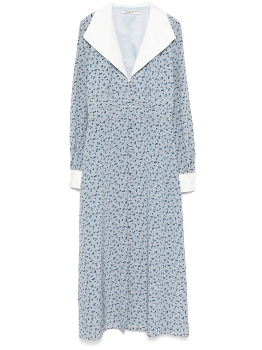 Rose-Print Midi Dress